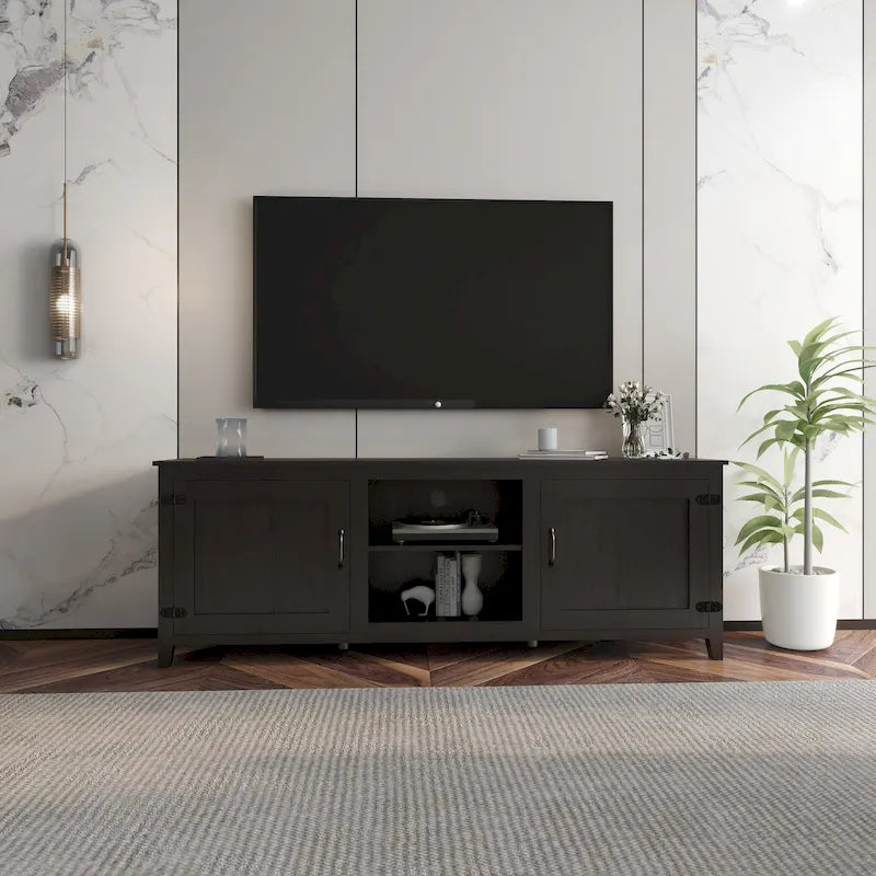 70.08 TV Stand with Doors and Open Storage Compartments for TVs Up to 60