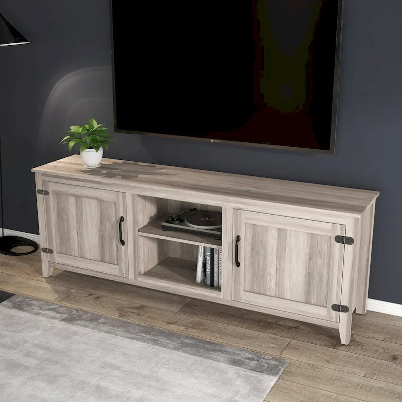 70.08 TV Stand with Doors and Open Storage Compartments for TVs Up to 60