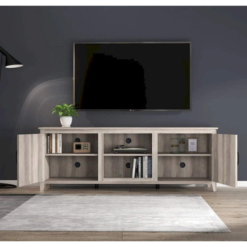 70.08 TV Stand with Doors and Open Storage Compartments for TVs Up to 60