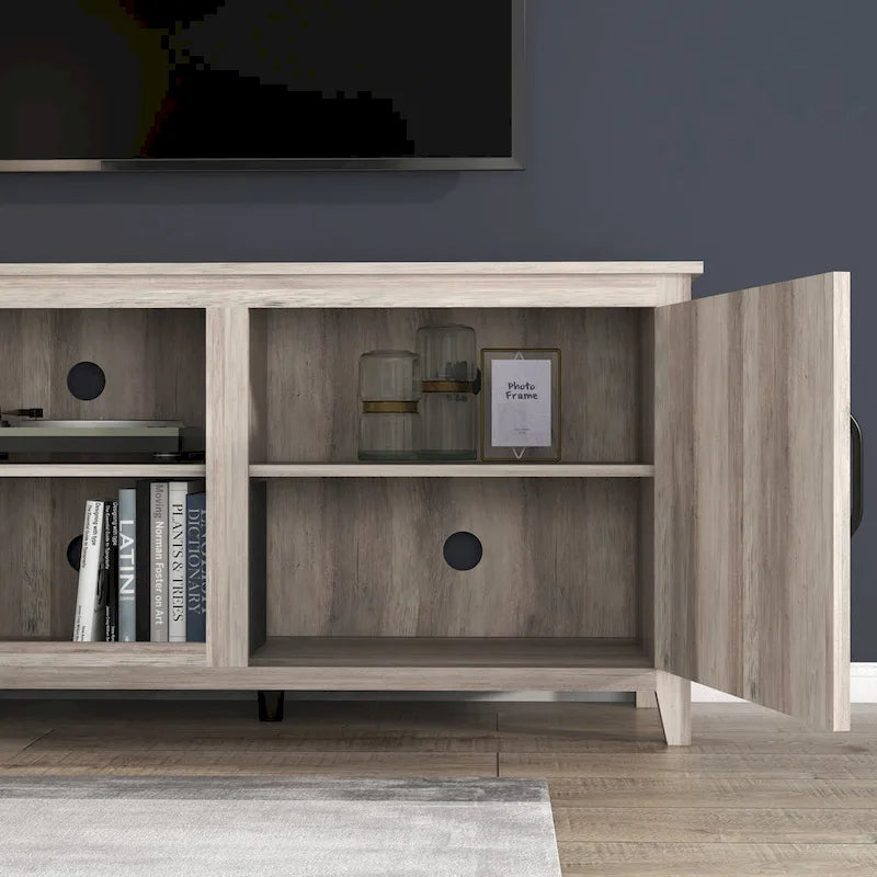 70.08 TV Stand with Doors and Open Storage Compartments for TVs Up to 60