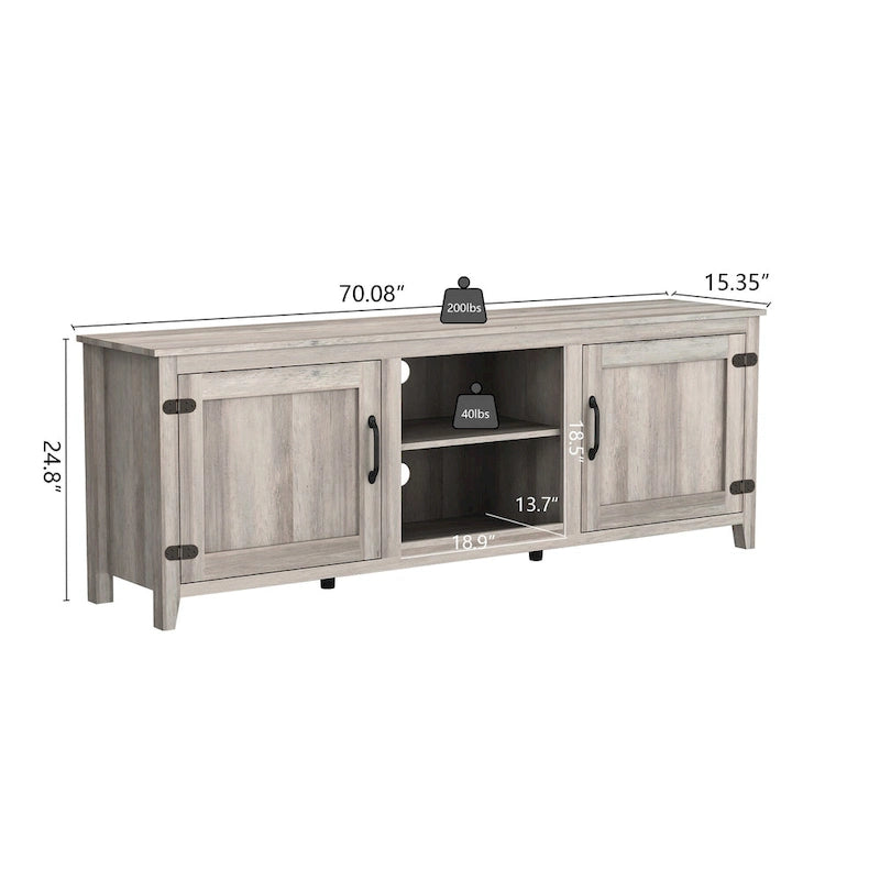 70.08 TV Stand with Doors and Open Storage Compartments for TVs Up to 60