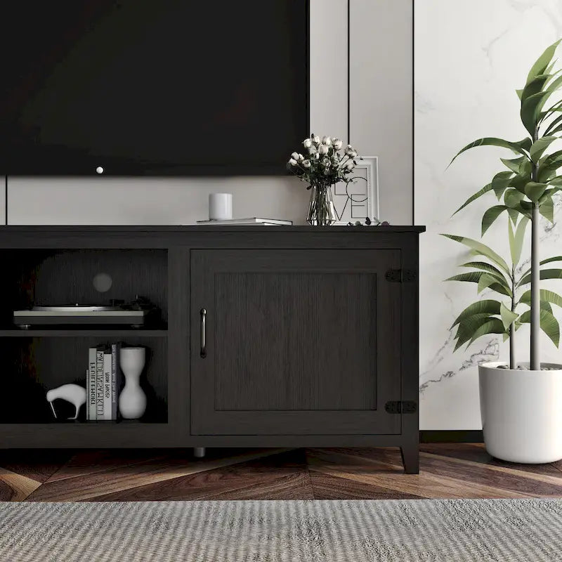 70.08 TV Stand with Doors and Open Storage Compartments for TVs Up to 60