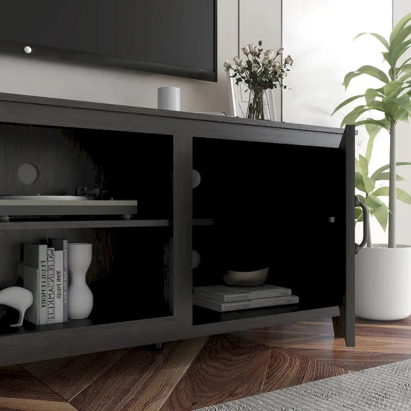 70.08 TV Stand with Doors and Open Storage Compartments for TVs Up to 60