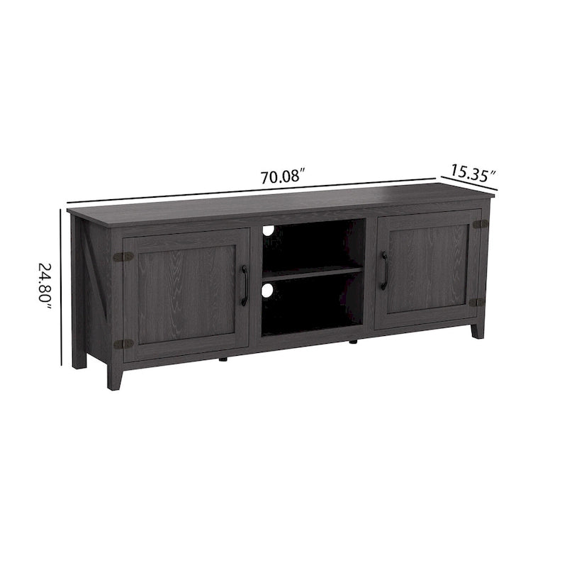 70.08 TV Stand with Doors and Open Storage Compartments for TVs Up to 60