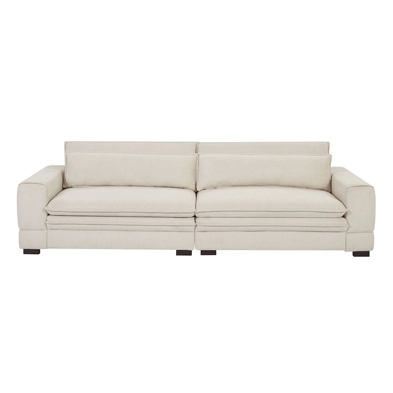 Beige Modern 104.7 Large Fabric Sofa with Lumbar Pillows