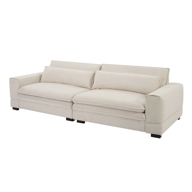 Beige Modern 104.7 Large Fabric Sofa with Lumbar Pillows