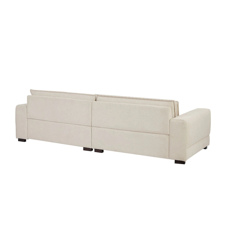 Beige Modern 104.7 Large Fabric Sofa with Lumbar Pillows