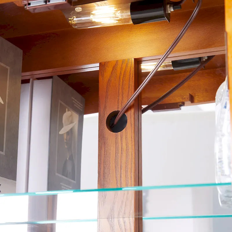 Lighted Glass Curio Display Cabinet,Display Cabinet,Glass Storage Cabinet Glass Wine cabinet Wood Frame Toy Display