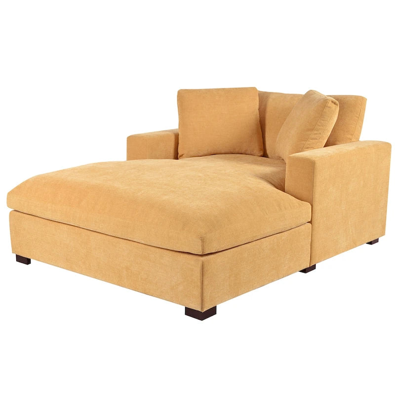 53.5 Chaise Lounge Chair with Solid Wood Legs and Comfort Pillows