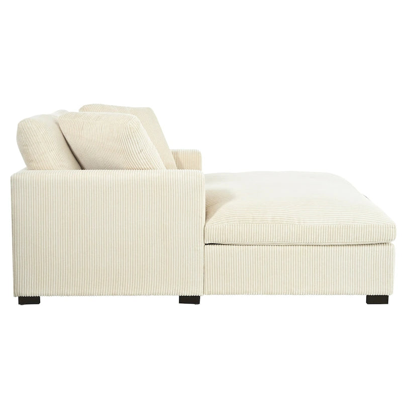 53.5 Chaise Lounge Chair with Solid Wood Legs and Comfort Pillows
