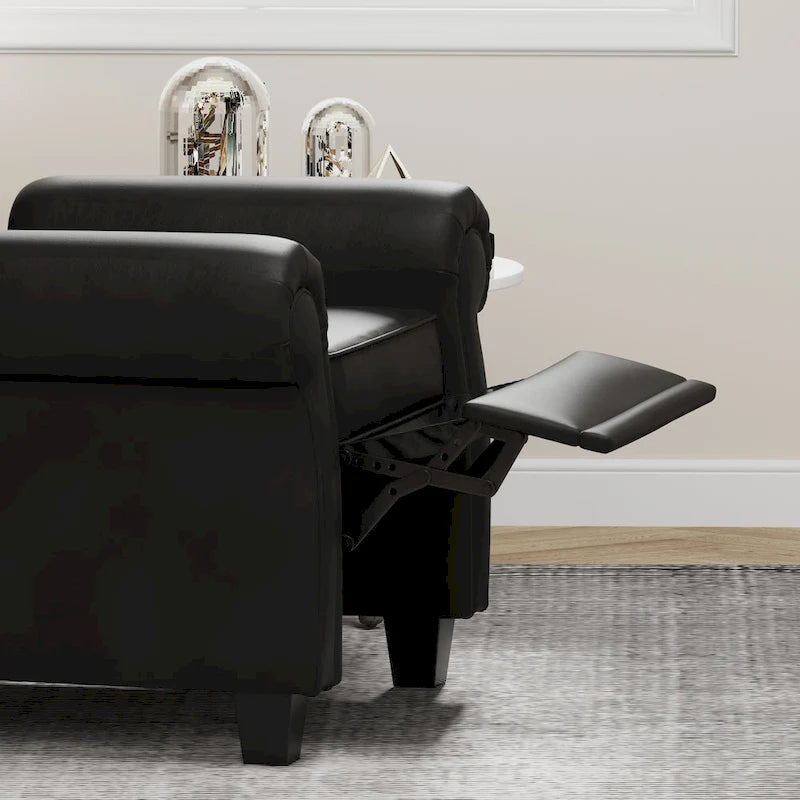 Modern Tufted Push Back Armchair Technical Leather Wingback Chair, Adjustable Single Sofa Chair with Sturdy Wood Legs