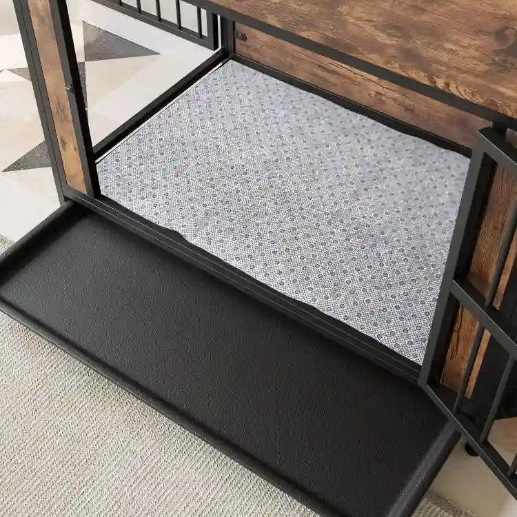 Dog Crate Furniture,Wooden Dog Crate Table,38.9 Dog Kennel with 2 Sliding Doors and Thick Iron Door Frame,Decorative Pet House