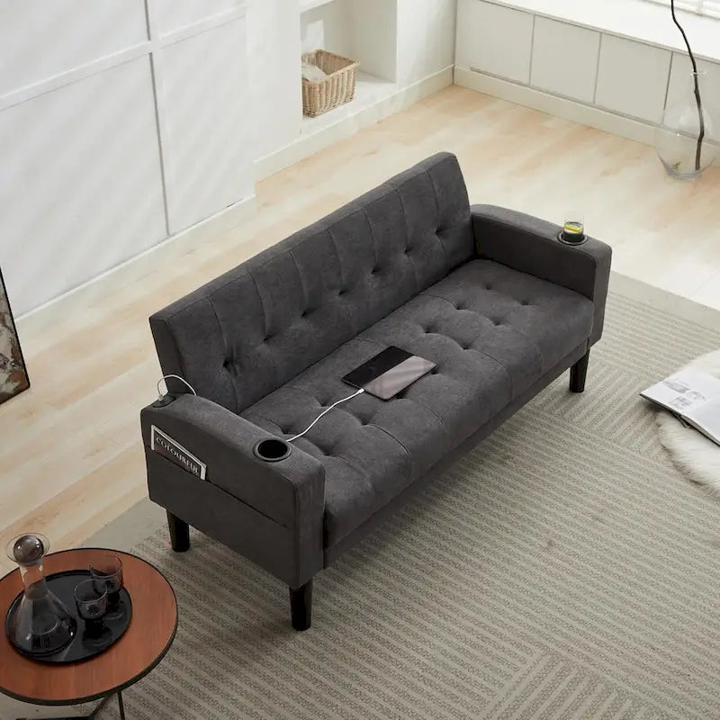 62 Inch Linen Upholstered Modern Loveseat Sofa