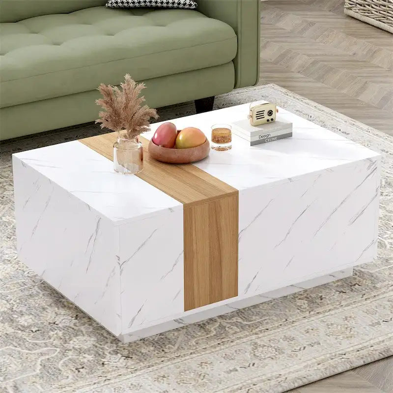 Coffee Table with 2 Storage Drawers and Wood Grain Finish