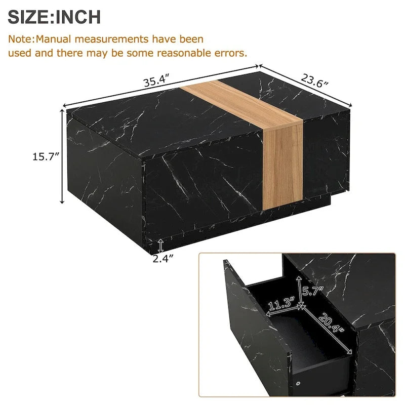 Coffee Table with 2 Storage Drawers and Wood Grain Finish