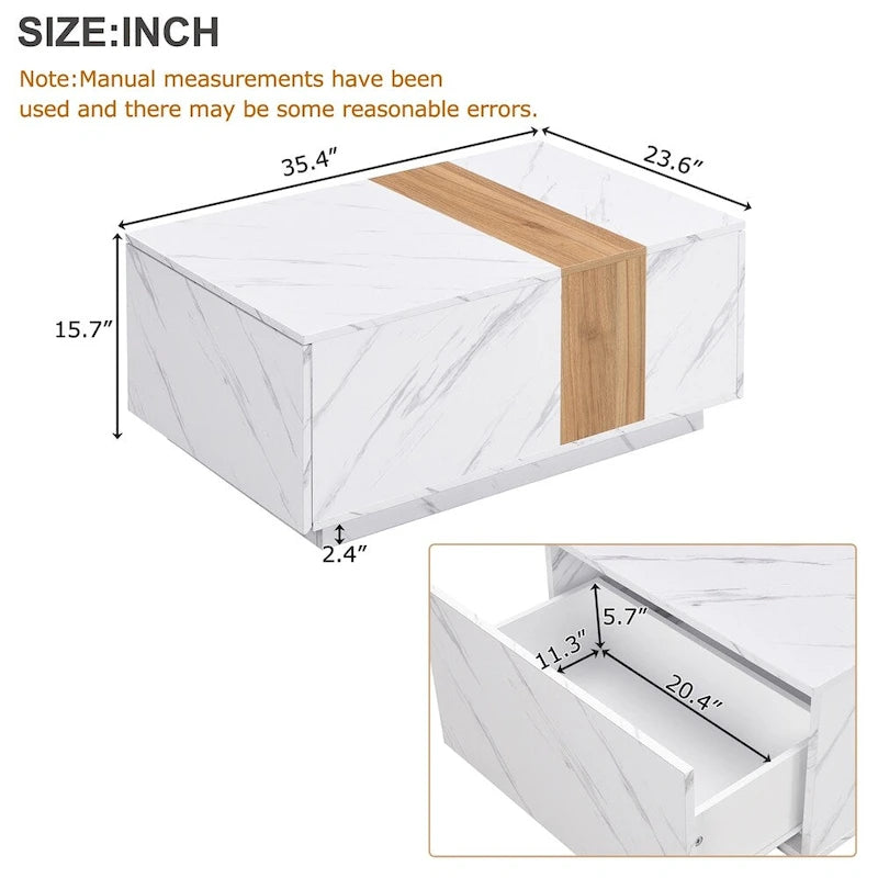 Coffee Table with 2 Storage Drawers and Wood Grain Finish