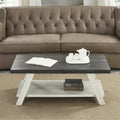 Contemporary Two-Tone Wood Shelf Coffee Table in Weathered for Living Room