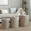 Set of 3 Rustic Wooden Coffee Tables with Distinctive Tree Ring Patterns - Perfect for Living Room