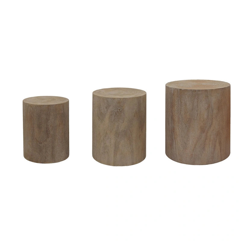 Set of 3 Rustic Wooden Coffee Tables with Distinctive Tree Ring Patterns - Perfect for Living Room