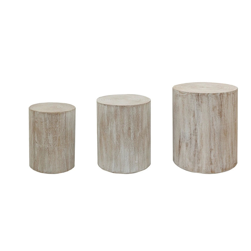 Set of 3 Rustic Wooden Coffee Tables with Distinctive Tree Ring Patterns - Perfect for Living Room