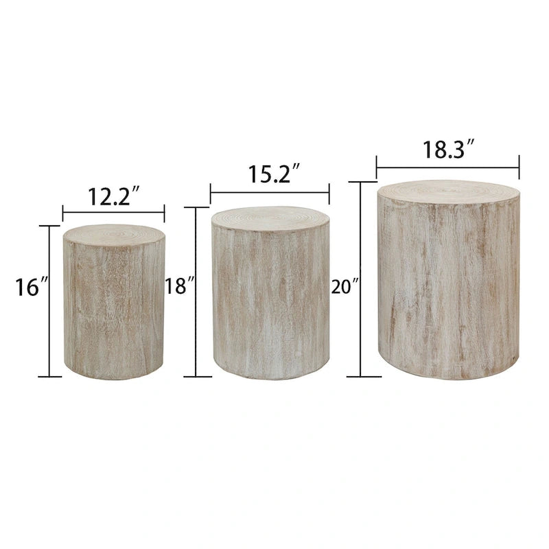 Set of 3 Rustic Wooden Coffee Tables with Distinctive Tree Ring Patterns - Perfect for Living Room