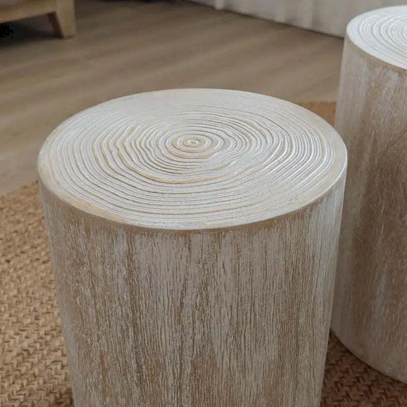 Set of 3 Rustic Wooden Coffee Tables with Distinctive Tree Ring Patterns - Perfect for Living Room