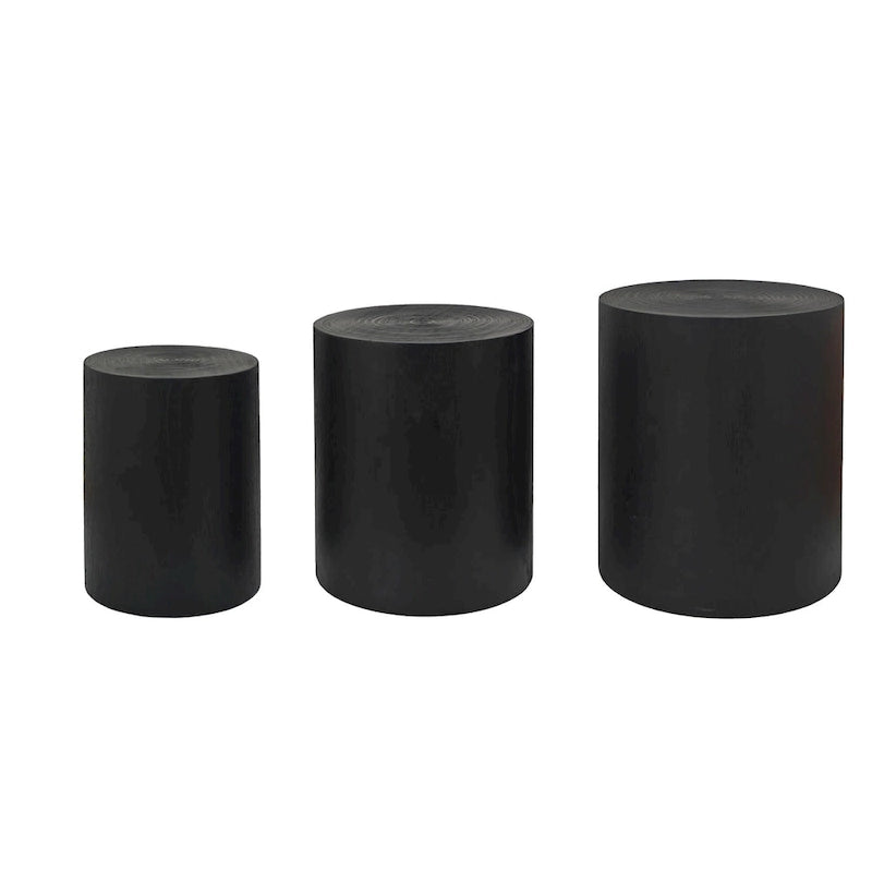 Set of 3 Rustic Wooden Coffee Tables with Distinctive Tree Ring Patterns - Perfect for Living Room