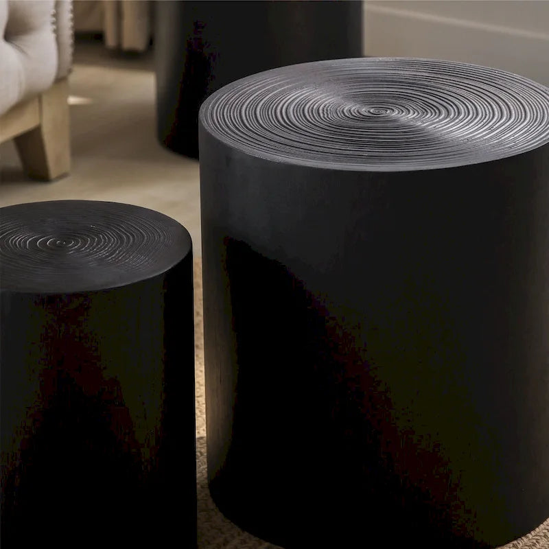 Set of 3 Rustic Wooden Coffee Tables with Distinctive Tree Ring Patterns - Perfect for Living Room