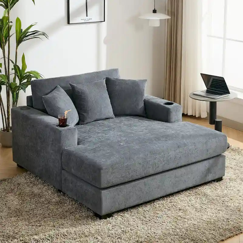 Three sizes Oversized Chaise Lounger with Pillows