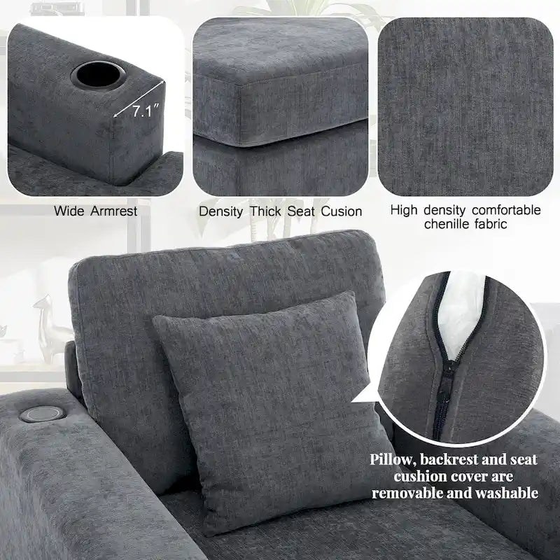 Three sizes Oversized Chaise Lounger with Pillows