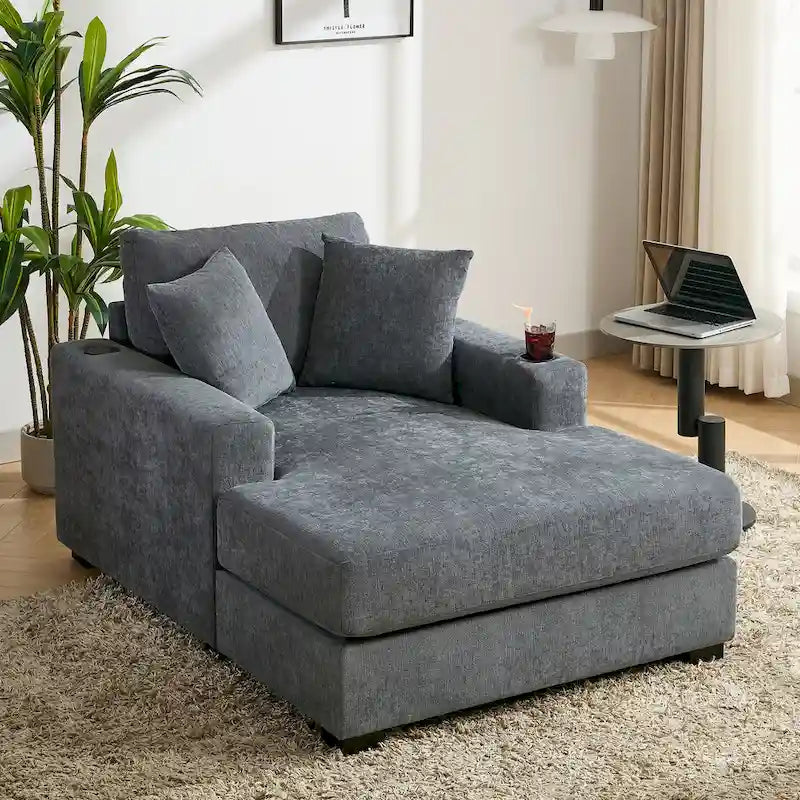 Three sizes Oversized Chaise Lounger with Pillows