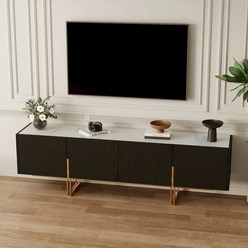 78.7 TV Stand, Entertainment Center with Faux Marble Top