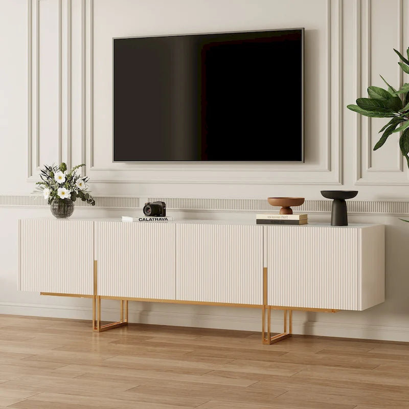 78.7 TV Stand, Entertainment Center with Faux Marble Top