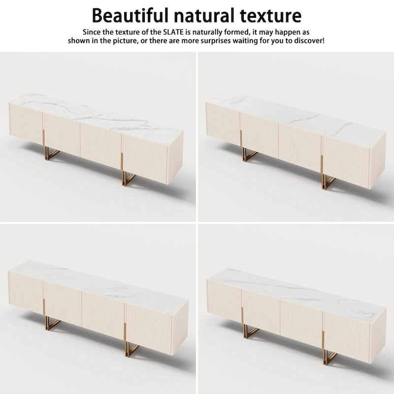 78.7 TV Stand, Entertainment Center with Faux Marble Top