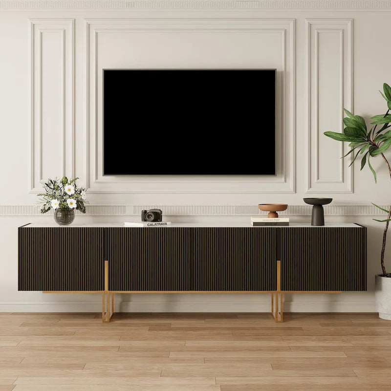 78.7 TV Stand, Entertainment Center with Faux Marble Top