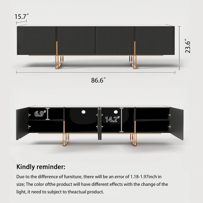78.7 TV Stand, Entertainment Center with Faux Marble Top