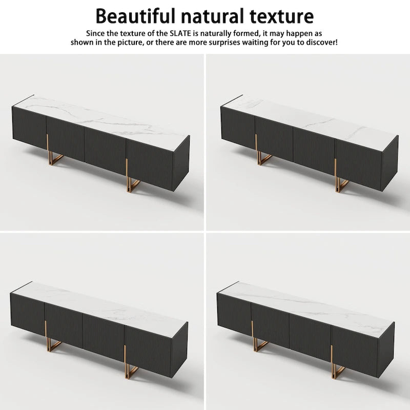 78.7 TV Stand, Entertainment Center with Faux Marble Top