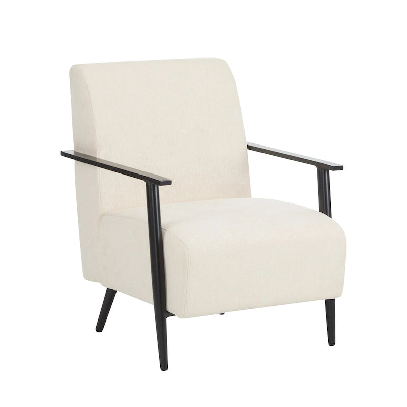 26.38 Modern Beige Lounge Chair with Polyester Upholstery and Sturdy Metal Frame, Ideal for Living Room, Bedroom, or Office