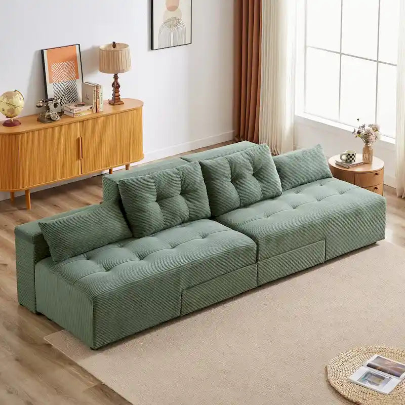 GDFStudio - Emerson Modular Corduroy 3-Seater Sofa with Storage and Customizable Design