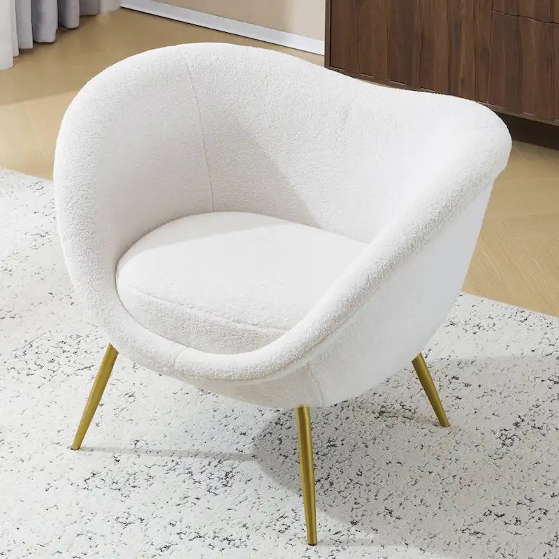 Christopher Knight Home - Eliana Modern Teddy Fabric Accent Chair with Curved Backrest and Gold Legs