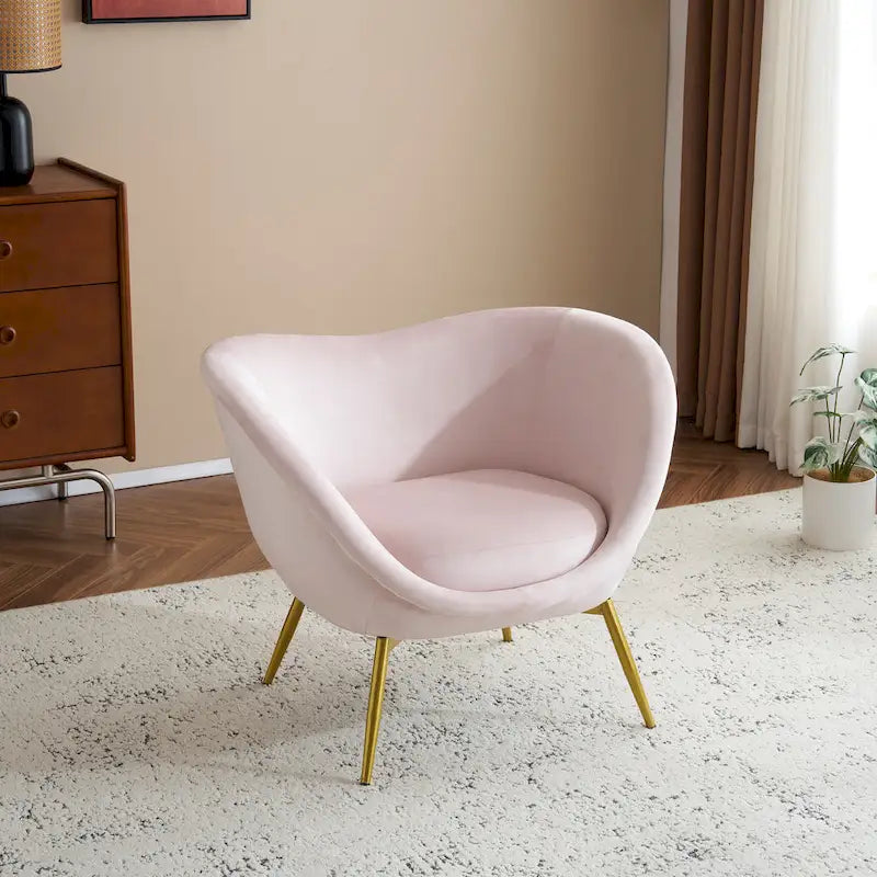 Christopher Knight Home - Eliana Modern Teddy Fabric Accent Chair with Curved Backrest and Gold Legs