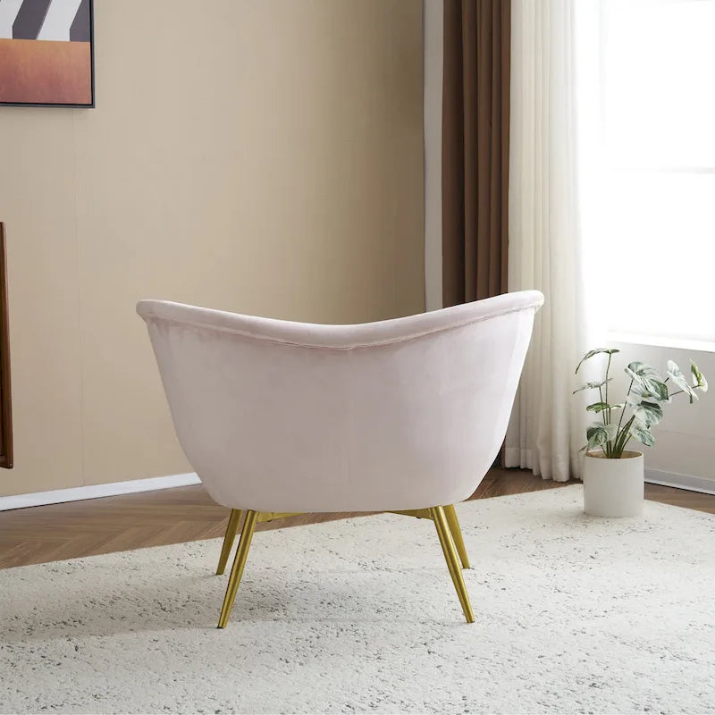 Christopher Knight Home - Eliana Modern Teddy Fabric Accent Chair with Curved Backrest and Gold Legs