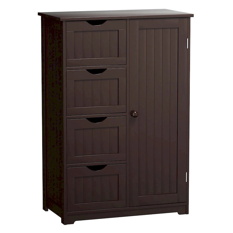 Costway Wooden 4 Drawer Bathroom Floor Cabinet Storage Cupboard 2