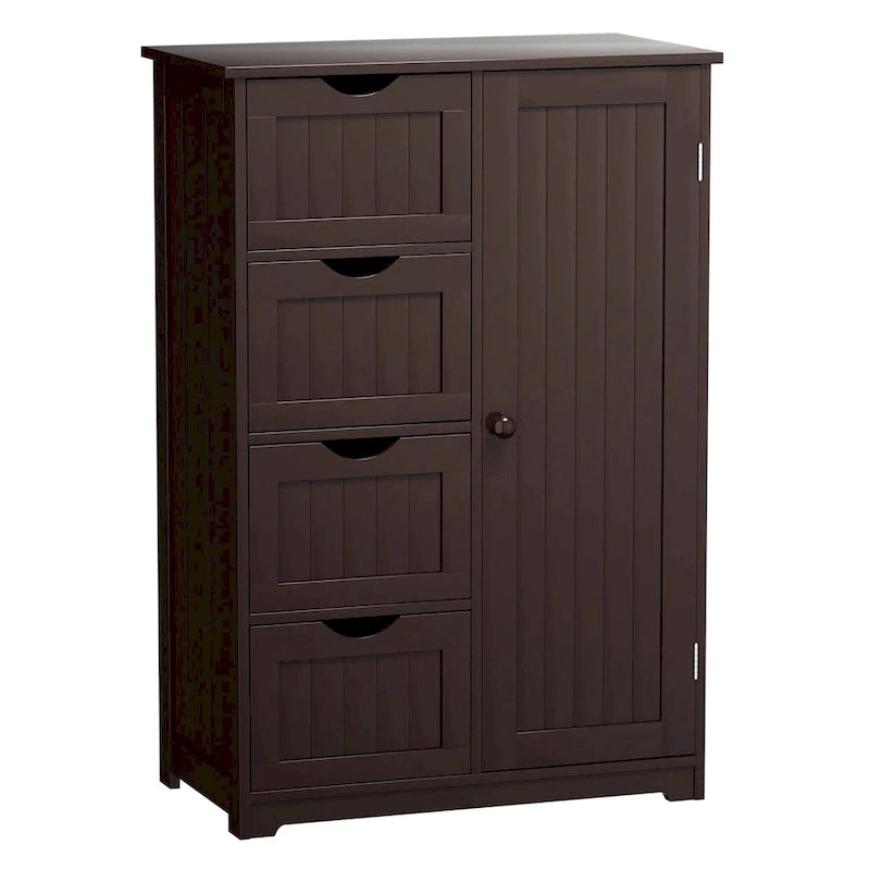 Costway Wooden 4 Drawer Bathroom Floor Cabinet Storage Cupboard 2