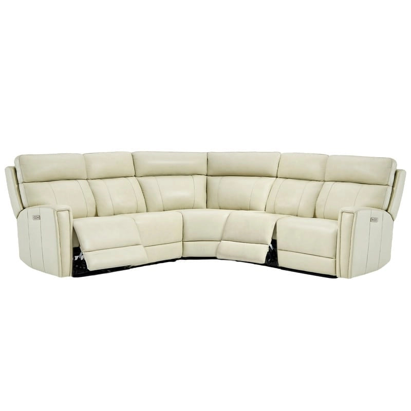 Genuine Leather Power Recliner Sectional Sofa with Ajustable Headrest, Dual Power, USB&USB-C Port
