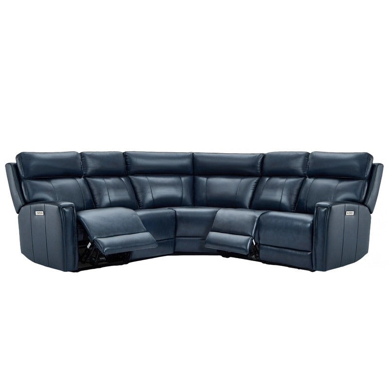 Genuine Leather Power Recliner Sectional Sofa with Ajustable Headrest, Dual Power, USB&USB-C Port