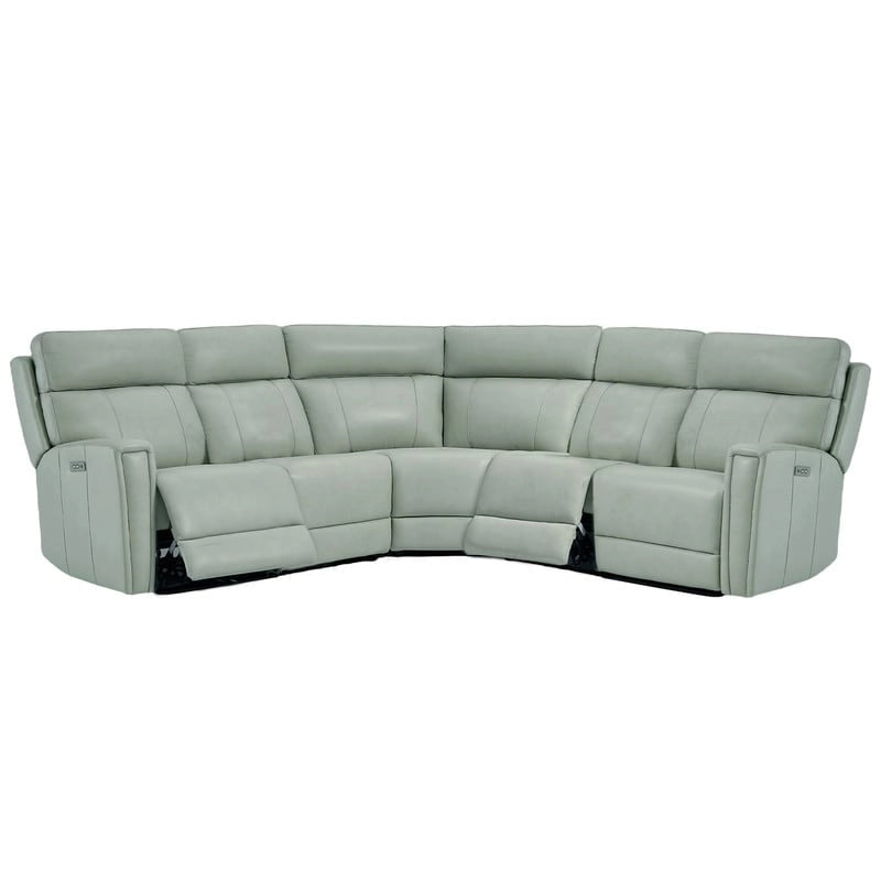 Genuine Leather Power Recliner Sectional Sofa with Ajustable Headrest, Dual Power, USB&USB-C Port