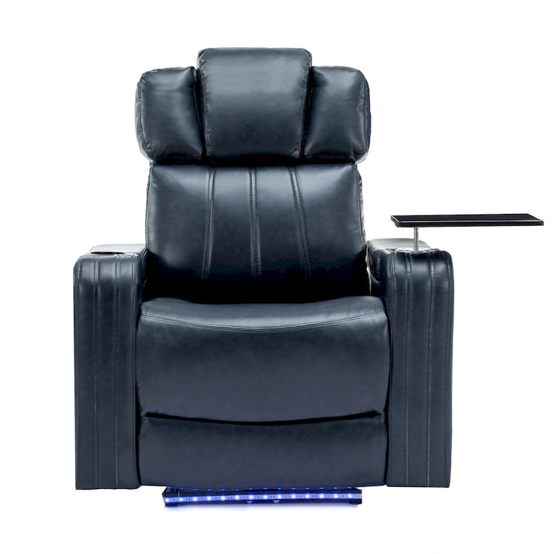 PU Leather Power Recliner Individual Seat Home Theater Recliner with Cooling Cup Holder, Bluetooth Speaker, LED Lights,USB Ports