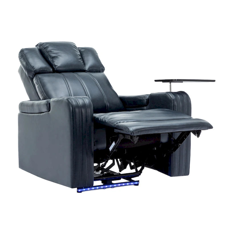 PU Leather Power Recliner Individual Seat Home Theater Recliner with Cooling Cup Holder, Bluetooth Speaker, LED Lights,USB Ports