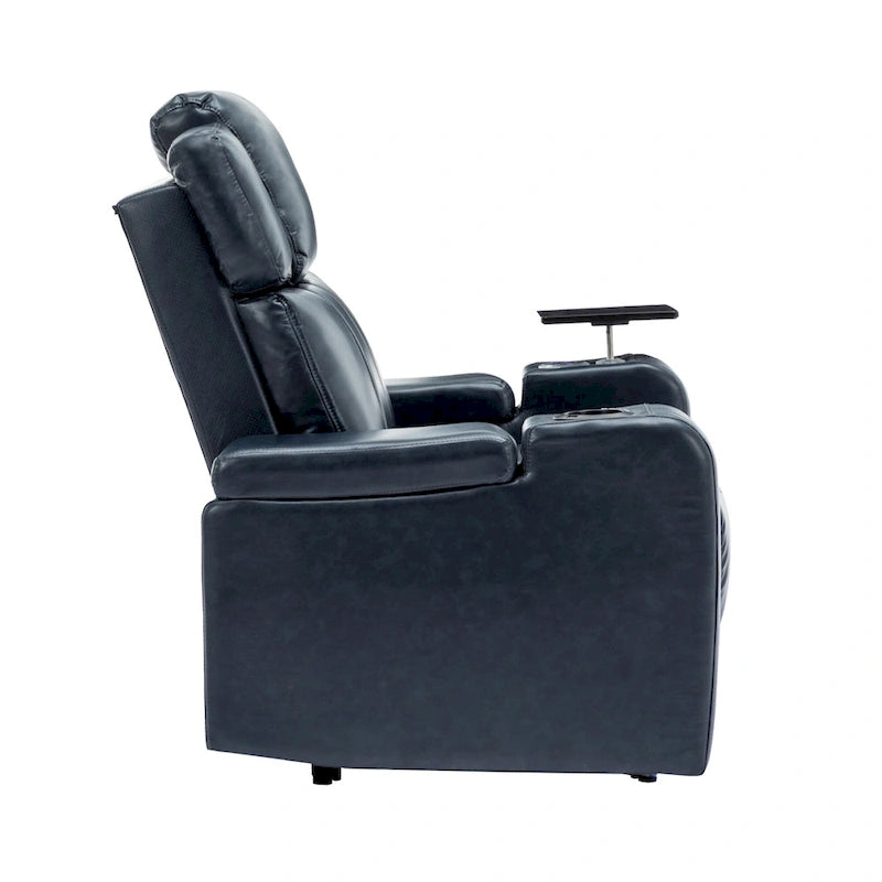PU Leather Power Recliner Individual Seat Home Theater Recliner with Cooling Cup Holder, Bluetooth Speaker, LED Lights,USB Ports